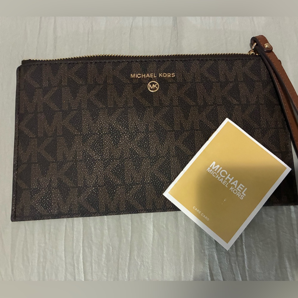 Michael Kors Dark Brown Monogram Wristlet